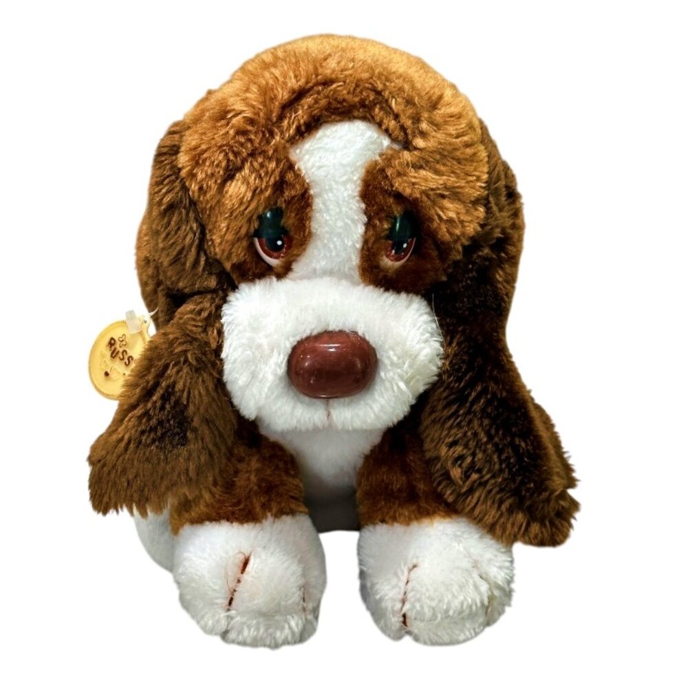 Vintage Russ Berrie Baxter Plush Bashful Basset Hound Dog Stuffed Animal 9 Inch